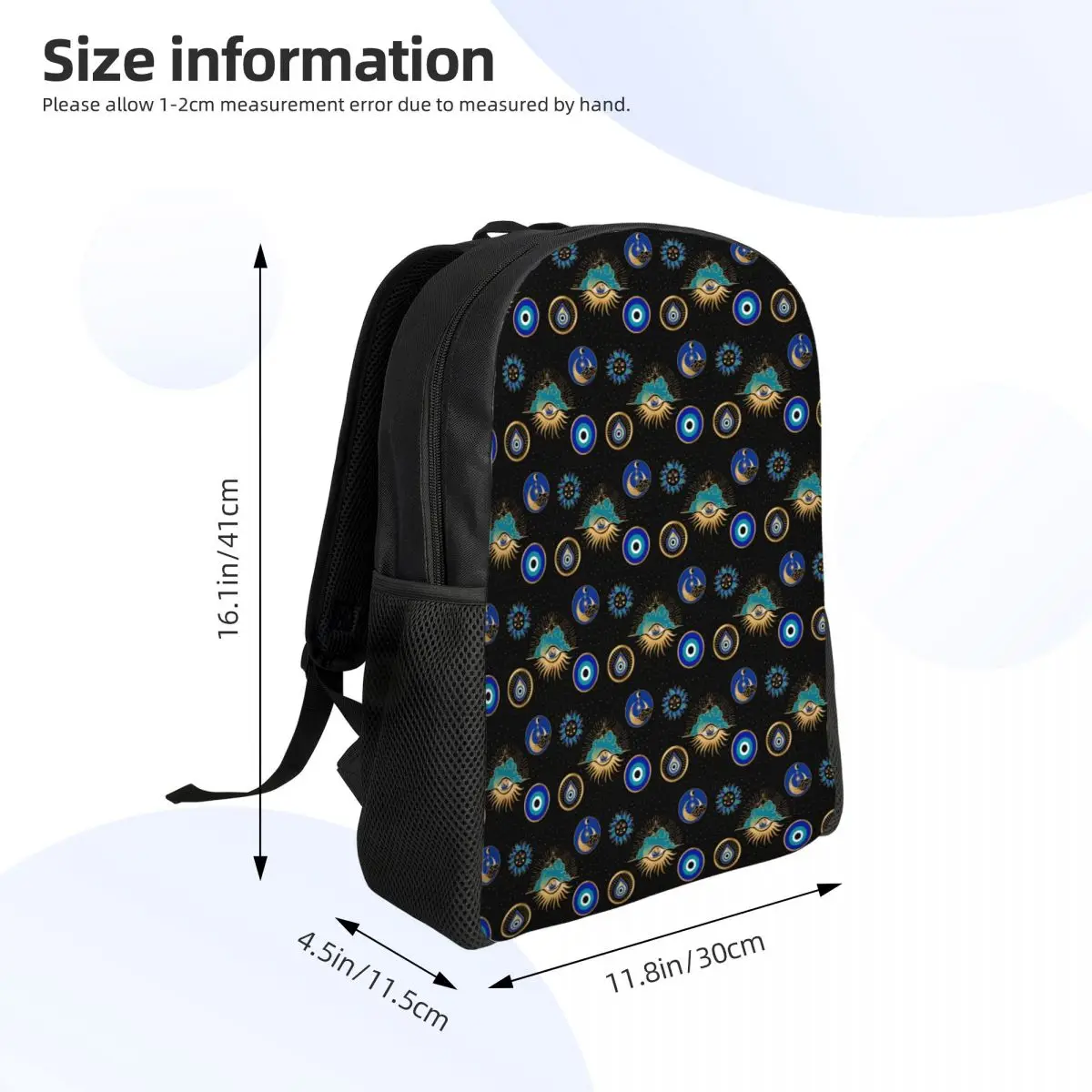 Custom Nazar Turkey Evil Eye Amulet Backpack for Girls Boys School College Travel Bags Men Women Bookbag Fits 15 Inch Laptop