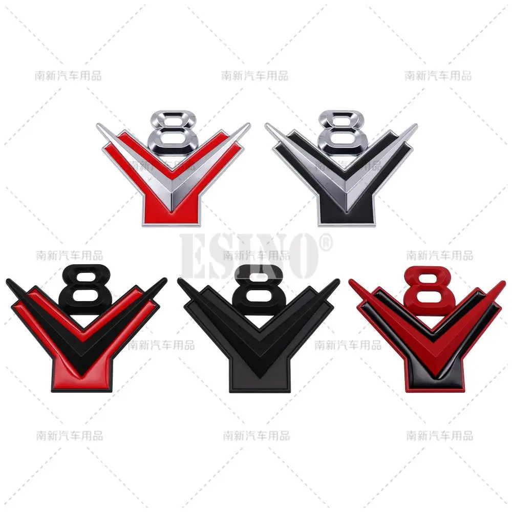 

3D V8 Metal Zinc Alloy RearTrunk Fender Adhesive Badge Body Tailgate Displaceme Decorative Emblem
