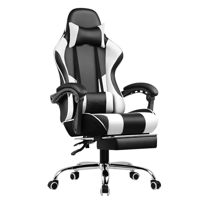 YYHCSwivel Racing Gaming Chair Modern Design Ergonomic Leather Reclining Armrest with Foldable Footrest Massage Feature Cheap