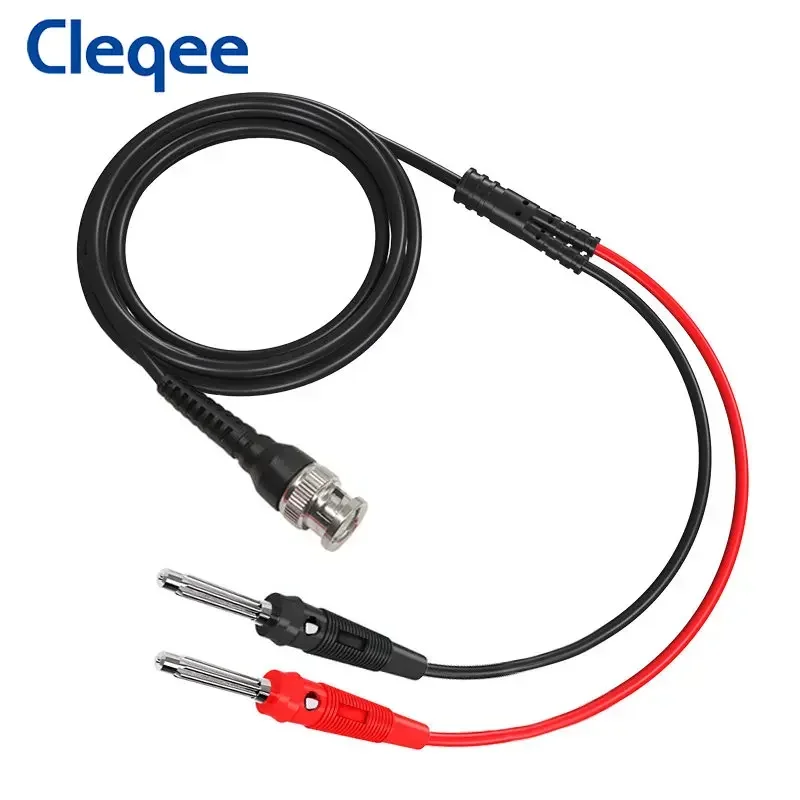 Cleqee P1008A BNC Male to Dual 4mm Stackable Banana Plug With Test Leads Probe Q9 Oscilloscope Cable 120CM