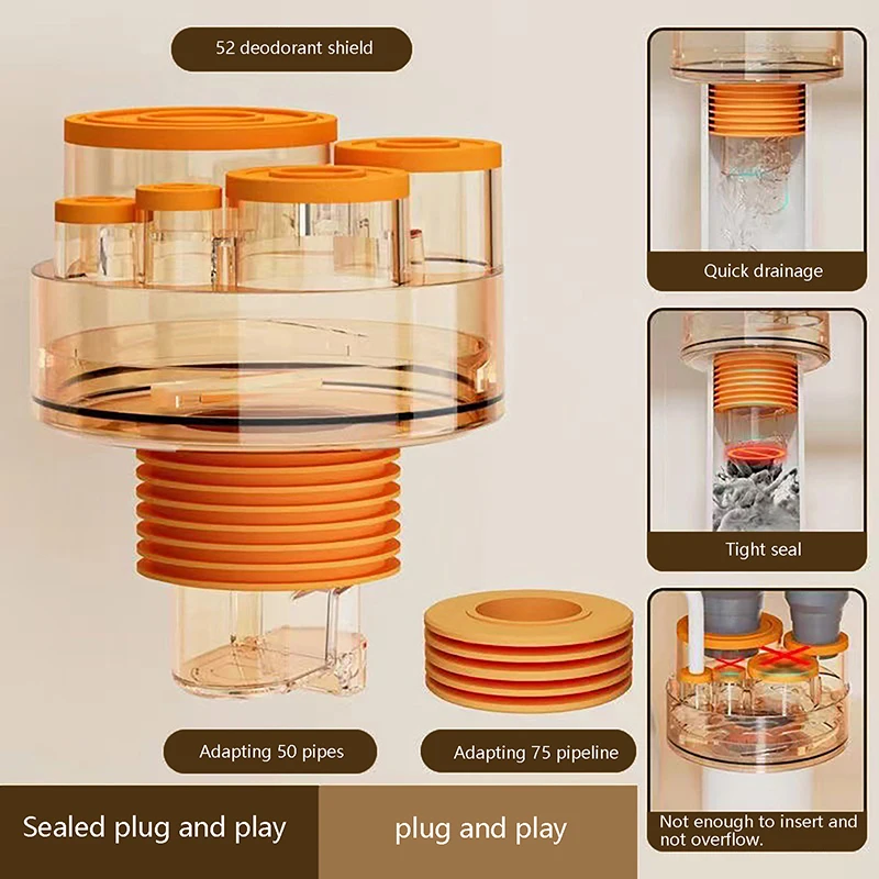 

Drainer Floor Drain Plug Anti Odor Filter Core Sealing Floor Drain Deodorant Kitchen Sewer Pipe Sealing Ring Washing Machine.