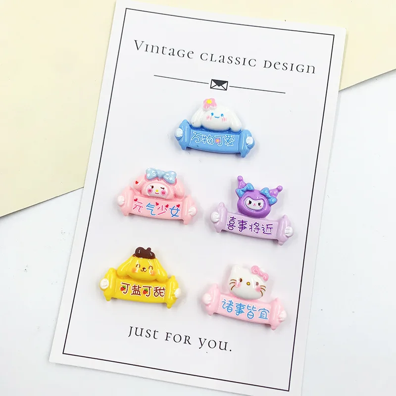 

Miniso милый Sanrio благословение слов бренд DIY аксессуары из смолы креативная заколка для волос ручной работы брелок для холодильника материал