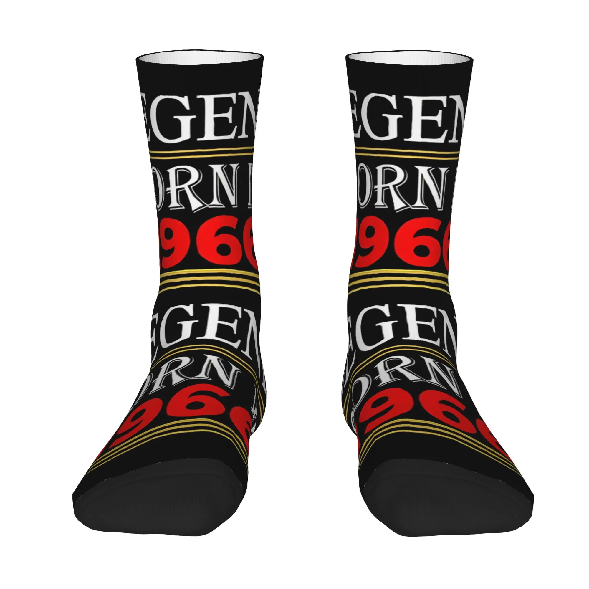 Funny Sock 60 Years Legend Born In 1966 Rock Seamless Pattern Printed Men Crew Socks Novelty Men's Socks