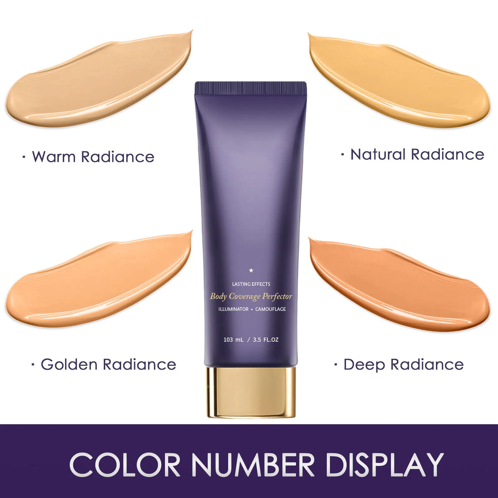 

103ml Waterproof Body Makeup Natural/Warm/Deep/Golden Colors - Dark Spots for Face Arms Legs Full Coverage Concealer Cream