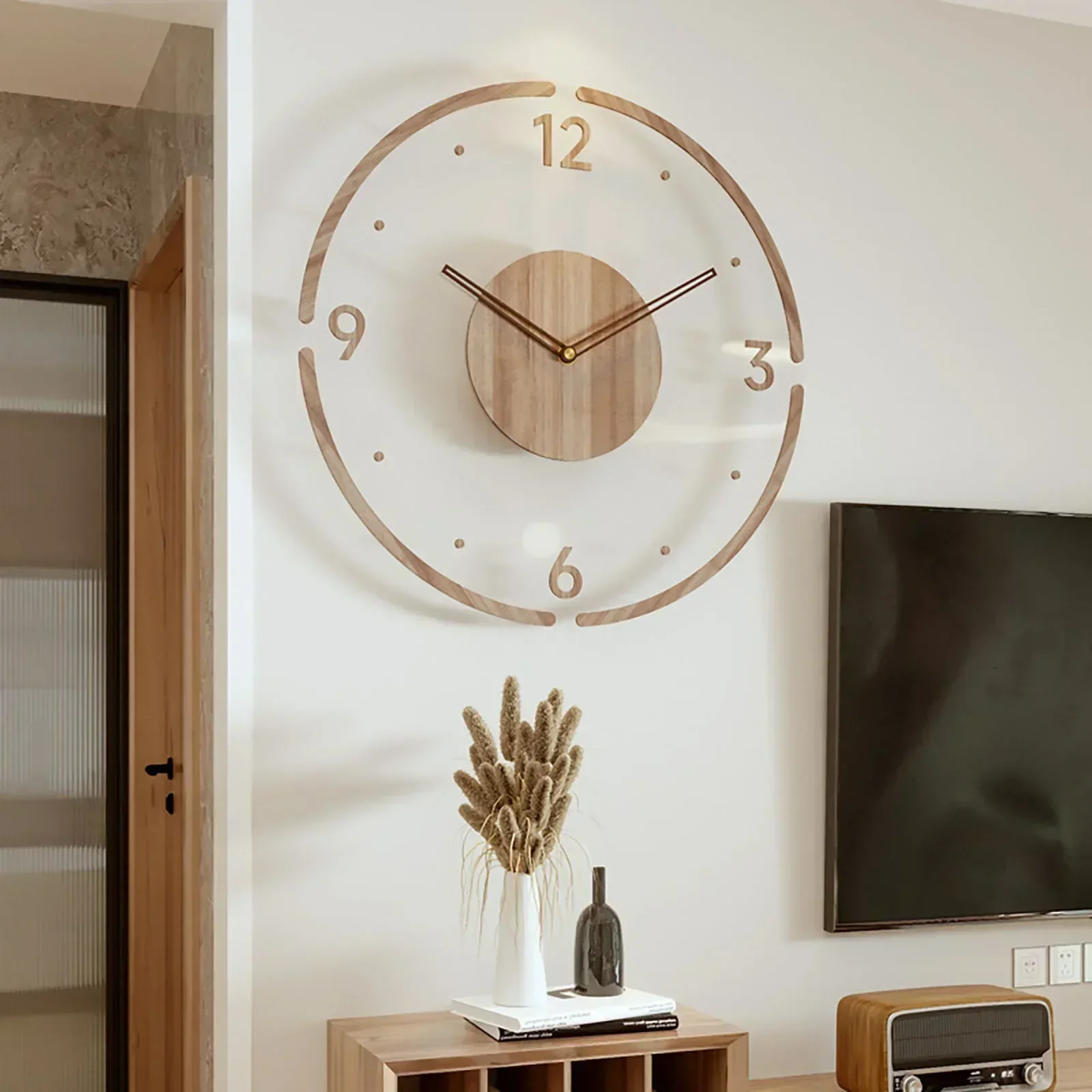 Nordic Simple Silent Quartz Clock Solid Wood Creative Wall Clock 35cm 30cm Fashion Simple Clock Large Wall Watch Living Room