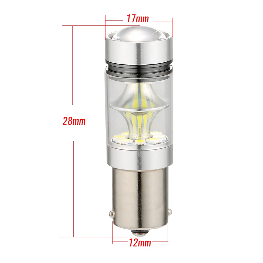 Ampoule de feux de freinage arrière de voiture à LED, lampe à barrage, feu de signalisation diurne, feu de recul, clignotant, 1156 BA15S P21W, 100W,