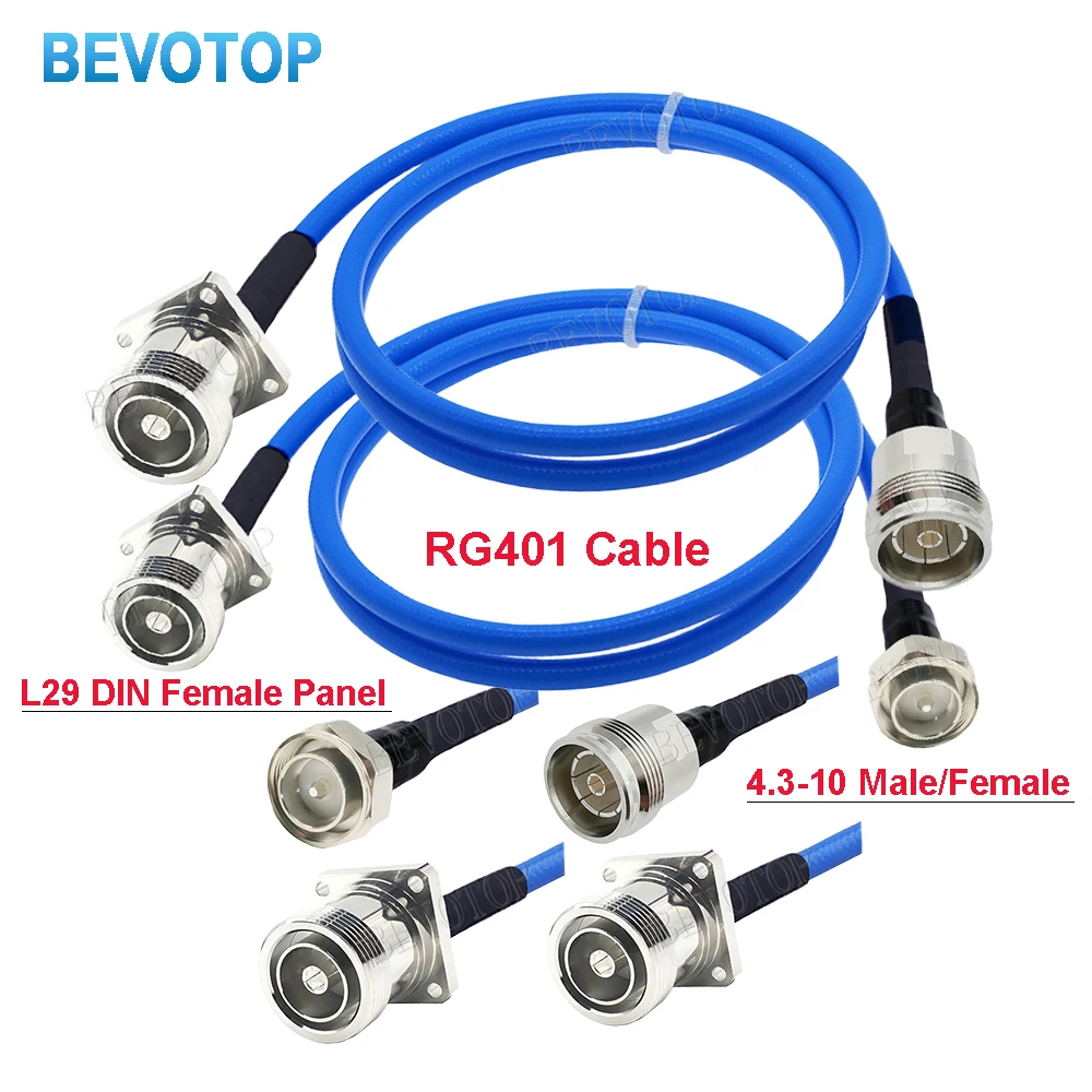 1PCS RG401 50-5 Coaxial Cable High Frequency Low Loss L29 DIN Female to 4.3-10 Male Plug RF Test Jumper Pigtail for Electronics