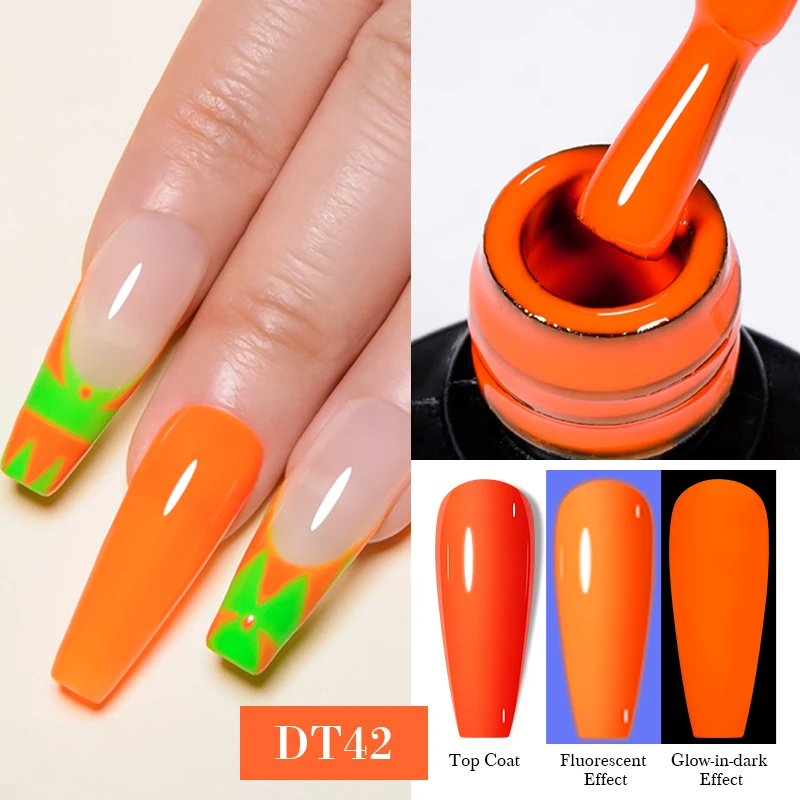 MEET ACROSS 7 ml Orange Rot Rosa Gel Nagellack Laser Sparkling Soak Off Semi Permanent Nail Art UV Gel Lacke Frühling Sommer