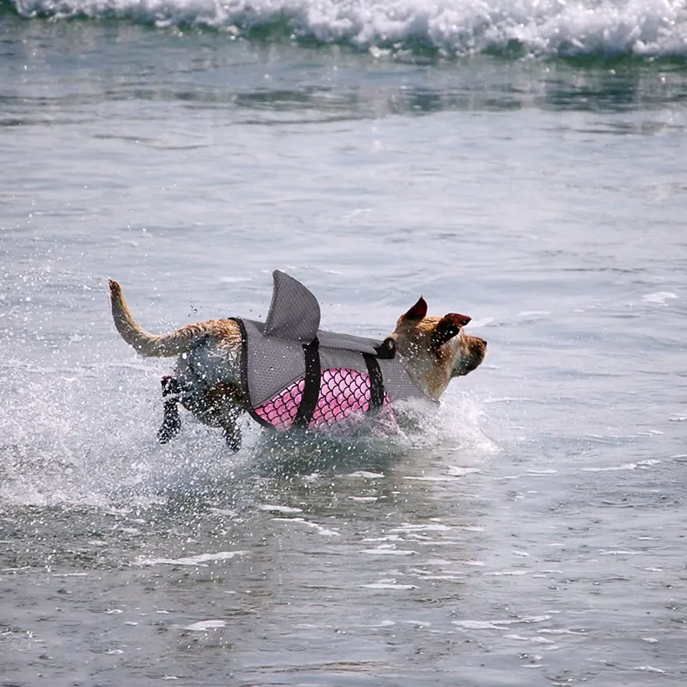 Dog Life Jacket Shark Pets Life Vest Adjustable Ripstop Dogs Swimming Safety Vest With Superior Buoyancy Rescue Handle For Dogs