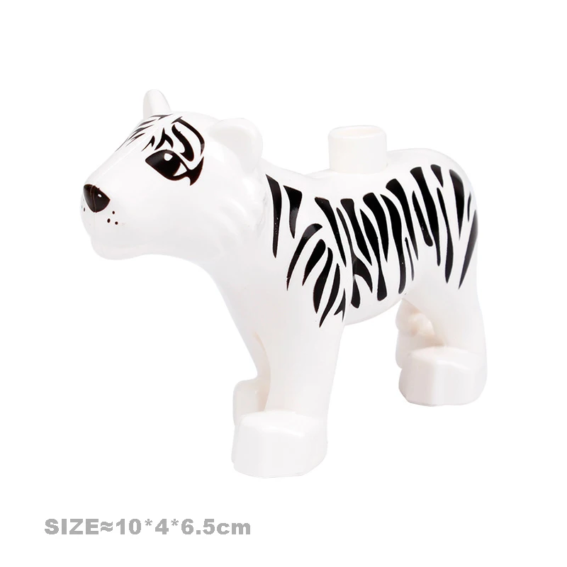 Big Building Blocks Animal Accessory Parts Assemble Bricks Zoo Lion Bear Tiger Elephant Panda Educational Toys for Children Gift