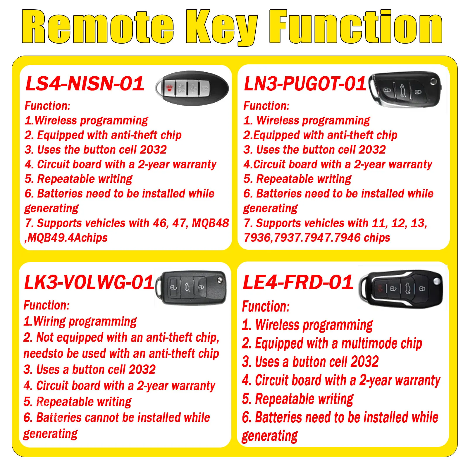Launch X431 Schlüsselprogrammiergerät für Ford/VW/Nissan Schlüsselanpassung ANTI-DIEBSTAHL Unterstützung X431 IMMO ELITE/IMMO PLUS/PAD V/PAD VI Scan – Detail 3