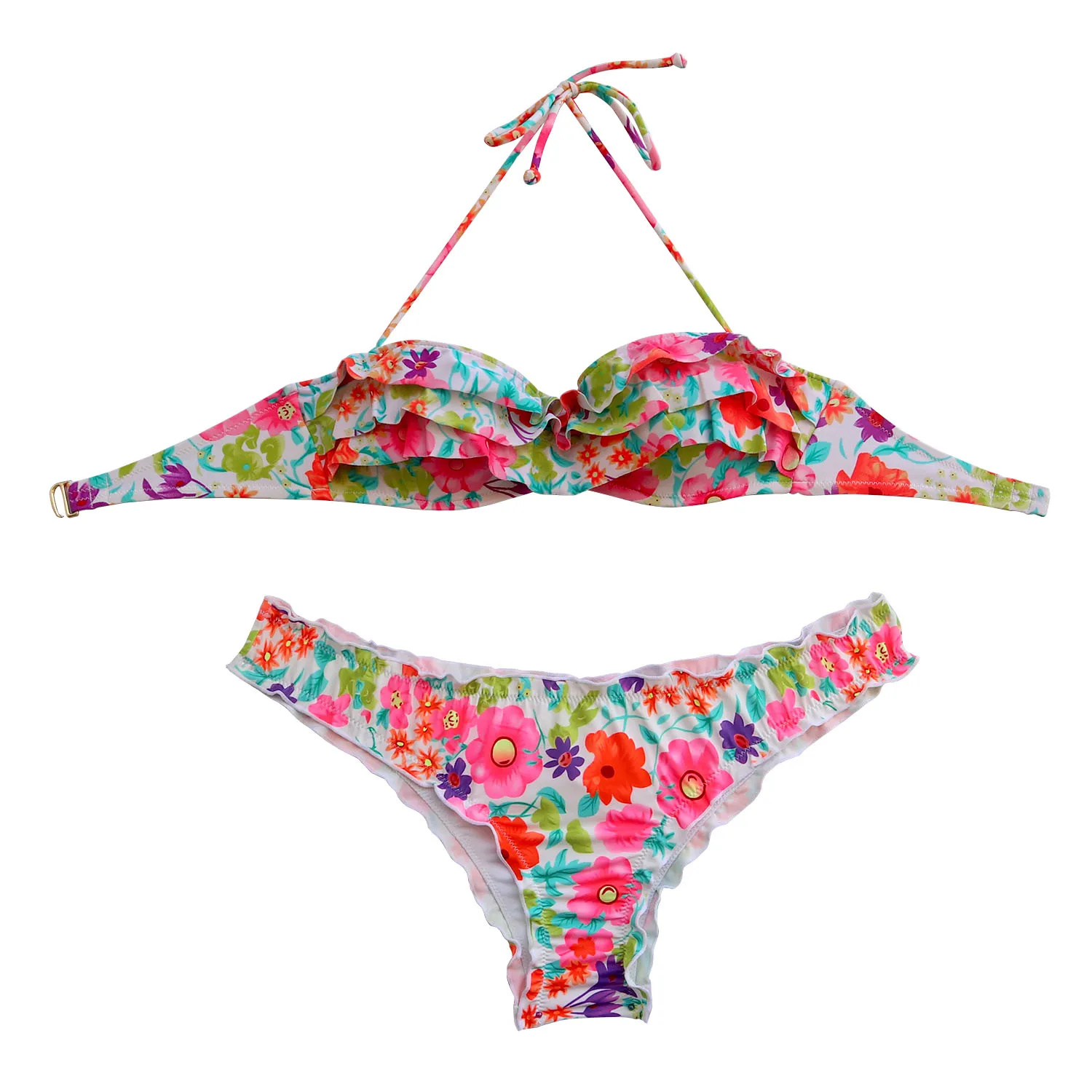 Imagem -02 - Conjuntos de Biquíni de Banho Feminino Beachwear Flor Vermelha Fatos de Banho Designer Menina Underwire Natação Biquini up Brasileiro