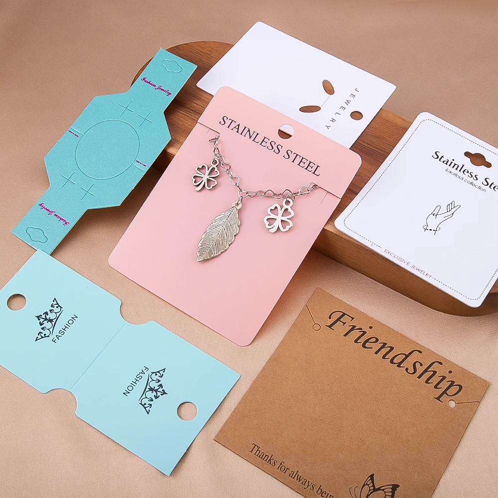 

100pcs/lot Rectangular kraft paper card For DIY Jewelry Necklaces Bracelets Earrings Display Card Party Blank Hang Tag wholesale