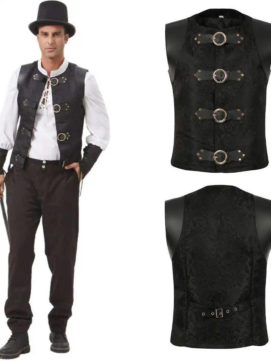 

Мужской средневековый костюм, винтажный лоскутный жилет, наряд на Хэллоуин, Новое поступление, этническая одежда для выступлений на сцене, весна 2024 г.