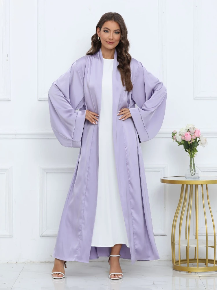 Eid musulmano Abaya per le donne Kimono Cardigan Dress Flare Sleeve marocco Ramadan Lace-up Abaya caftano abito lungo Vestido Largo 2024