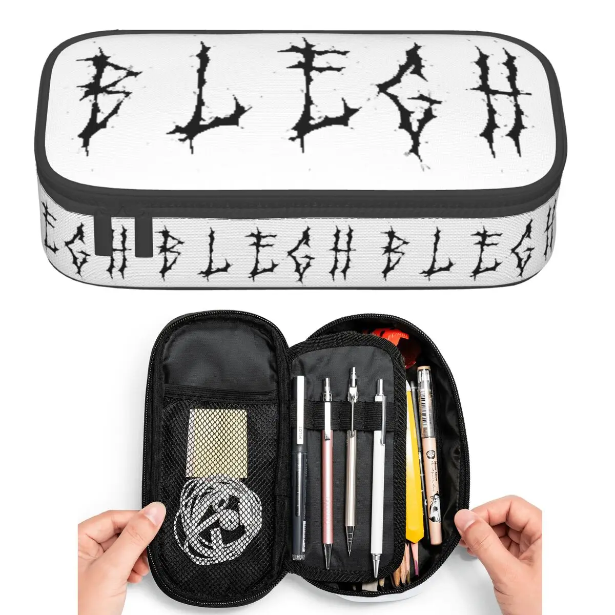 

Blegh Heavy Metal Funny Metalcore Deathcore Death Metal Singer Metalhead Пеналы Коробка для ручек Сумка для карандашей Держатель для ручек