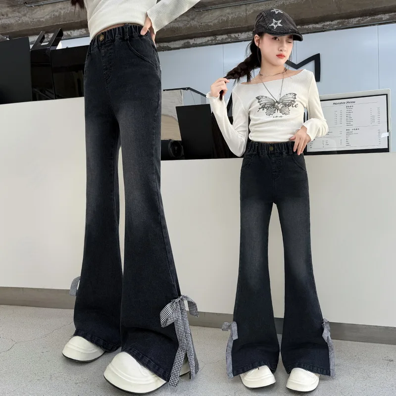 Teenagers Girls Flare Jeans Girls Outfits Bell Bottoms Denim Pants Child Trousers Streetwear Children Clothes 6 7 8 9 10 12 Year