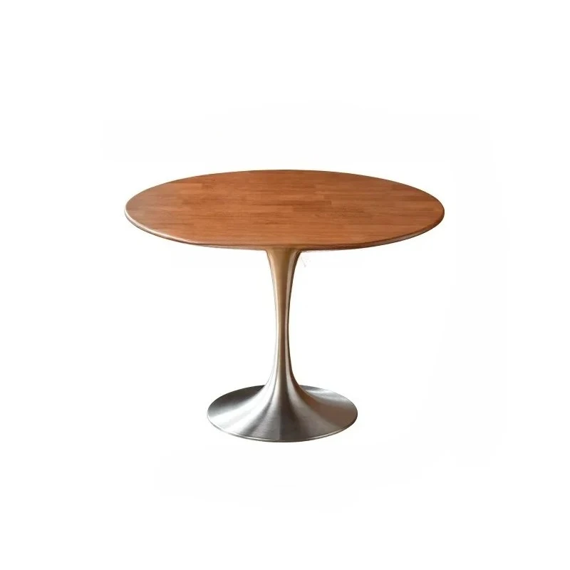 

Solid wood round dining table Chinese ancient style home restaurant light luxury modern negotiation table simple round table R