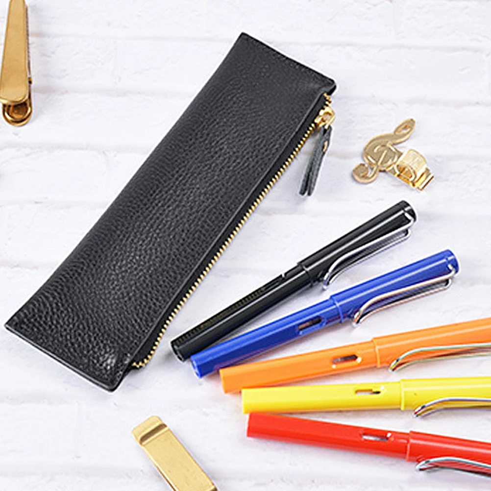 

Pen Bag Black Vintage Pen Case Holder Protective Pens Storage Pouch Easy Insert Remove for Office School Use