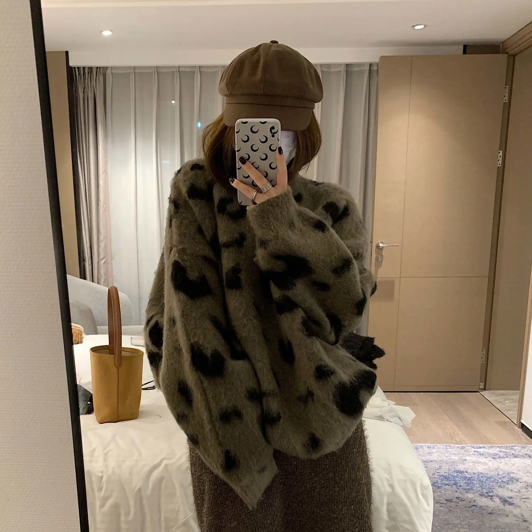 Nova manga comprida em torno do pescoço camisola casaco feminino estilo preguiçoso meados de comprimento camisola de malha topo