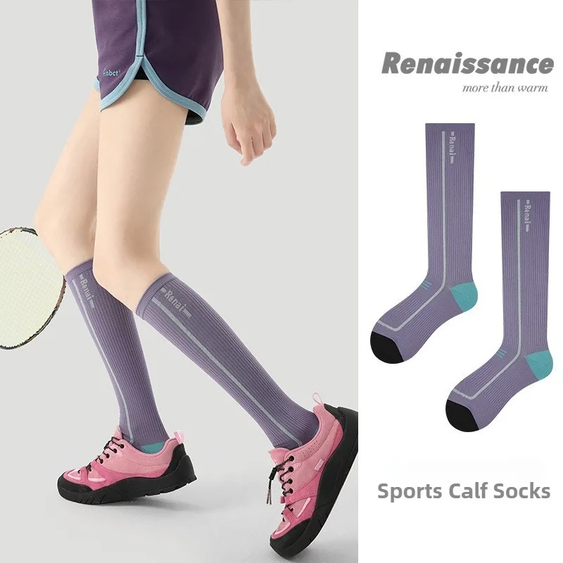 

Women Compression Football Socks Non-slip Long Tube Knee High Stockings Socks Striped Soccer Running Sports Socks