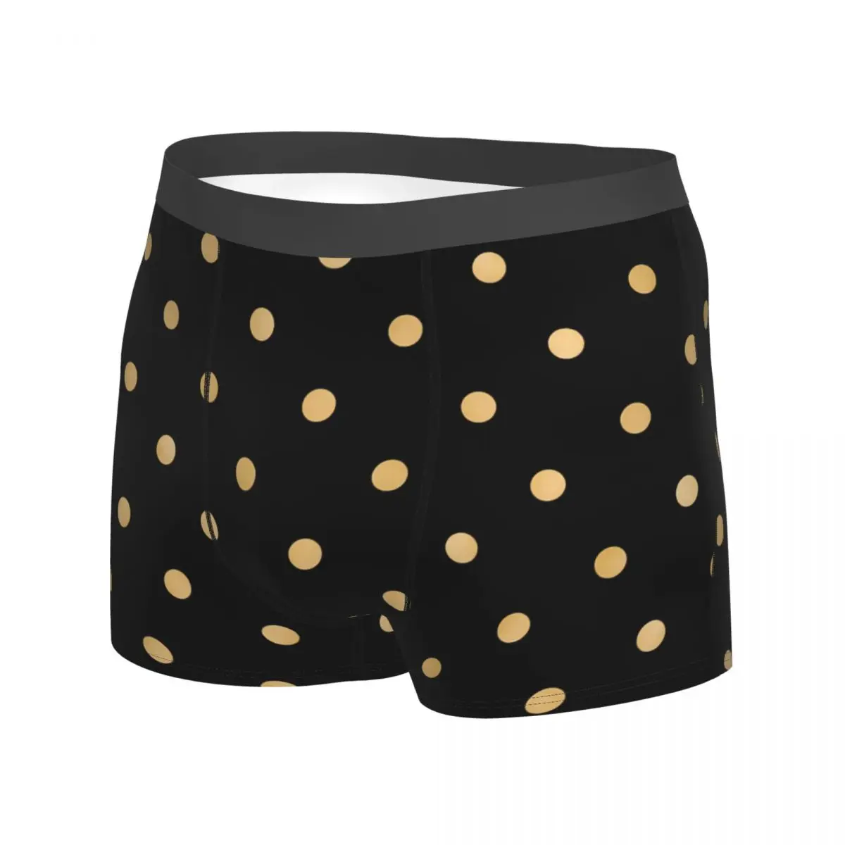 Gold Dot Underwear Retro Polka Dots Men Panties Print Elastic Trunk Hot Boxer Brief Plus Size