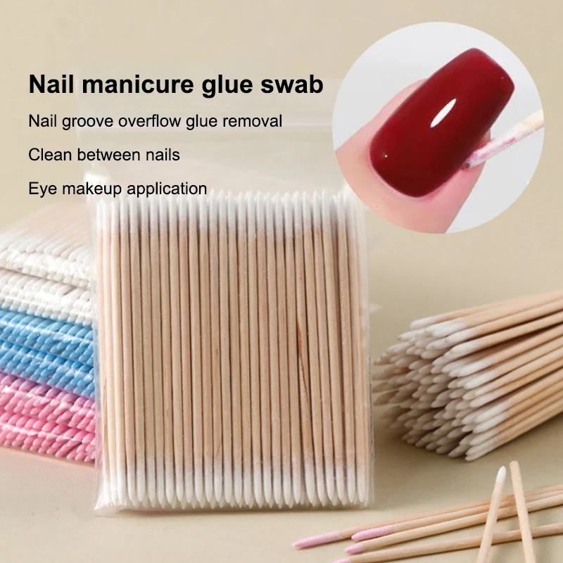 ● 100pcs Micro Wood Cotton Swab Eyelash Extension Tools Tatoo Microblading Cleaning Wooden Sticks Cosmetic Cotton Brush BudsTip