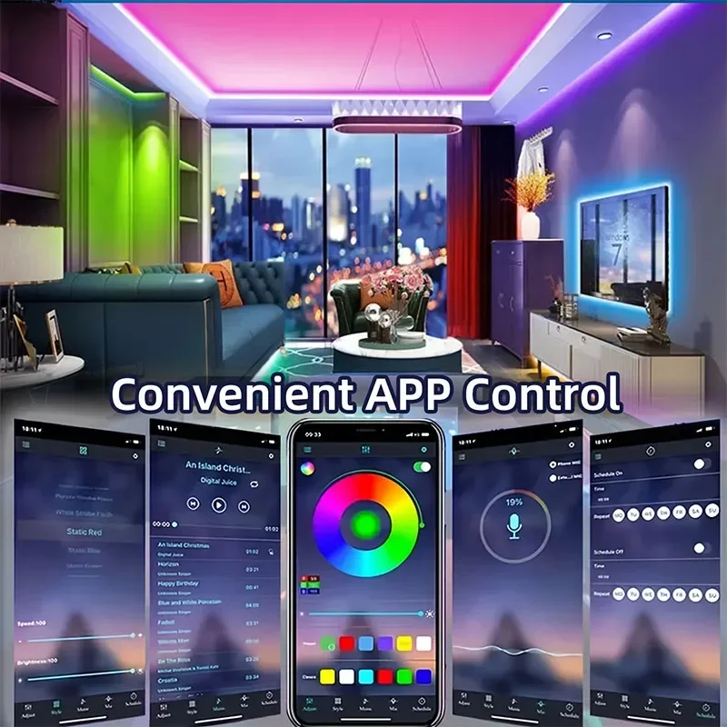 RGB-IC WS2812B Neon Rope LED Strip Light App& Remote Control Addressable Music Sync  Halloween Christmas Gaming Room Decor DIY