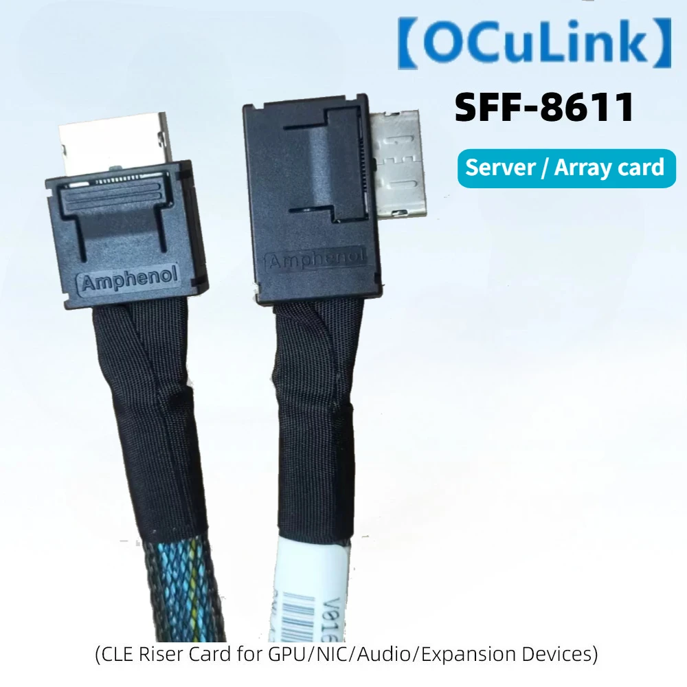 

Left/Right Angle To Straight Oculink Adapter Data Cable SFF-8611 Gen3 4- Server Array Card Motherboard Backplane Connection 50cm