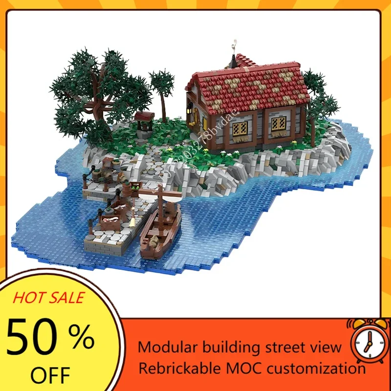 

6906PCS Customized MOC Pirate Series Greenhaven Island Model Custom Puzzles Technology Education Creative Assembly Kids Toy Gift