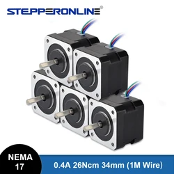 5PCS Nema 17 Stepper Motor 34mm 0.4A 26Ncm(36.8oz.in) 12V Bipolar Nema17 Motor 4-lead for CNC Reprap DIY 3D Printer