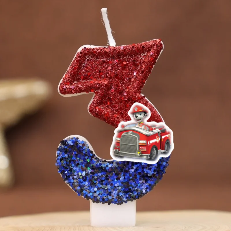 Cartoon Paw Patrol Thema Kerze 0-9 Nummer Geburtstag Kuchen Jahrestag Party Baby Dusche Kerzen Szene Dekoration Lieferungen – Detail 5
