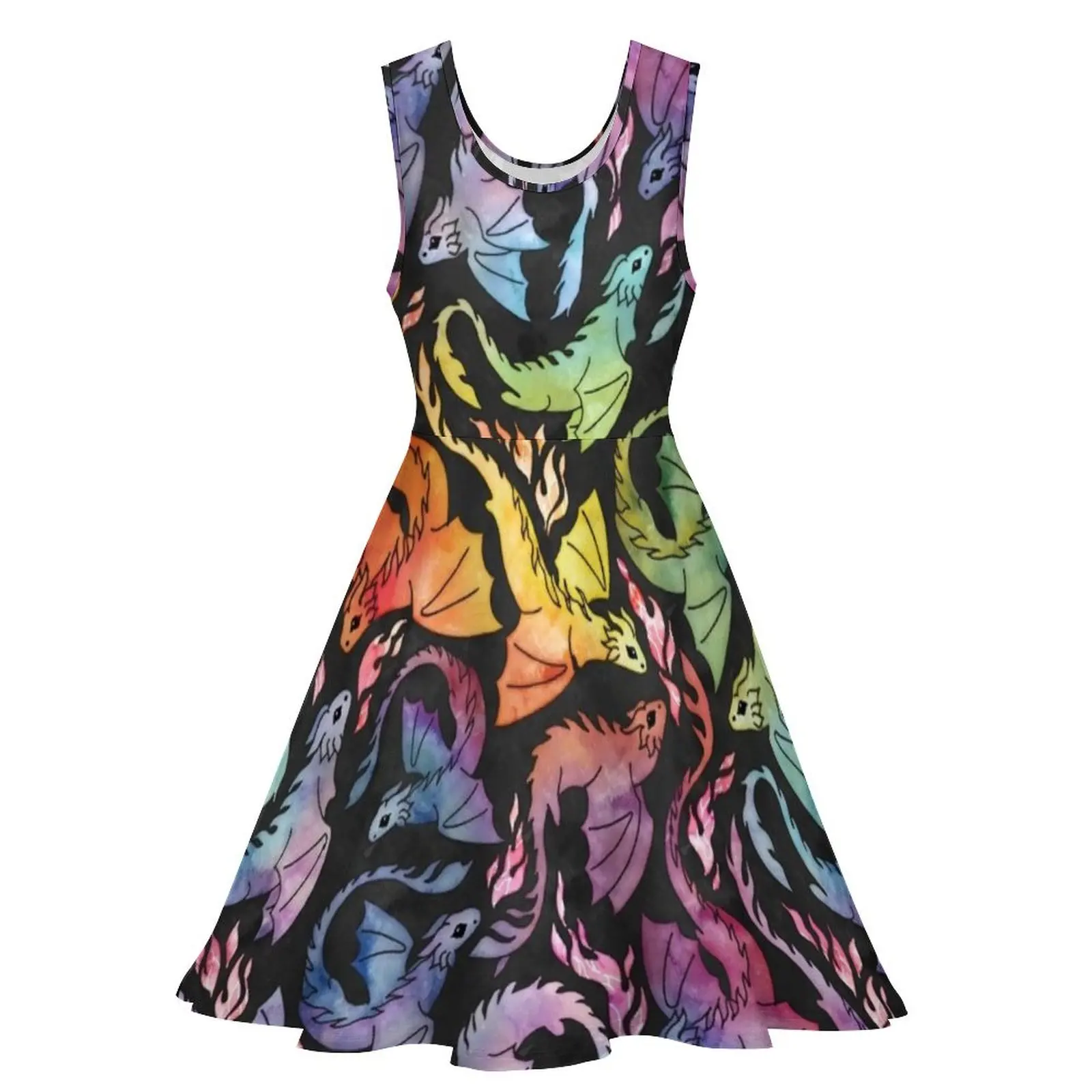 Dragon fire dark rainbow Sleeveless Dress fairy dress women