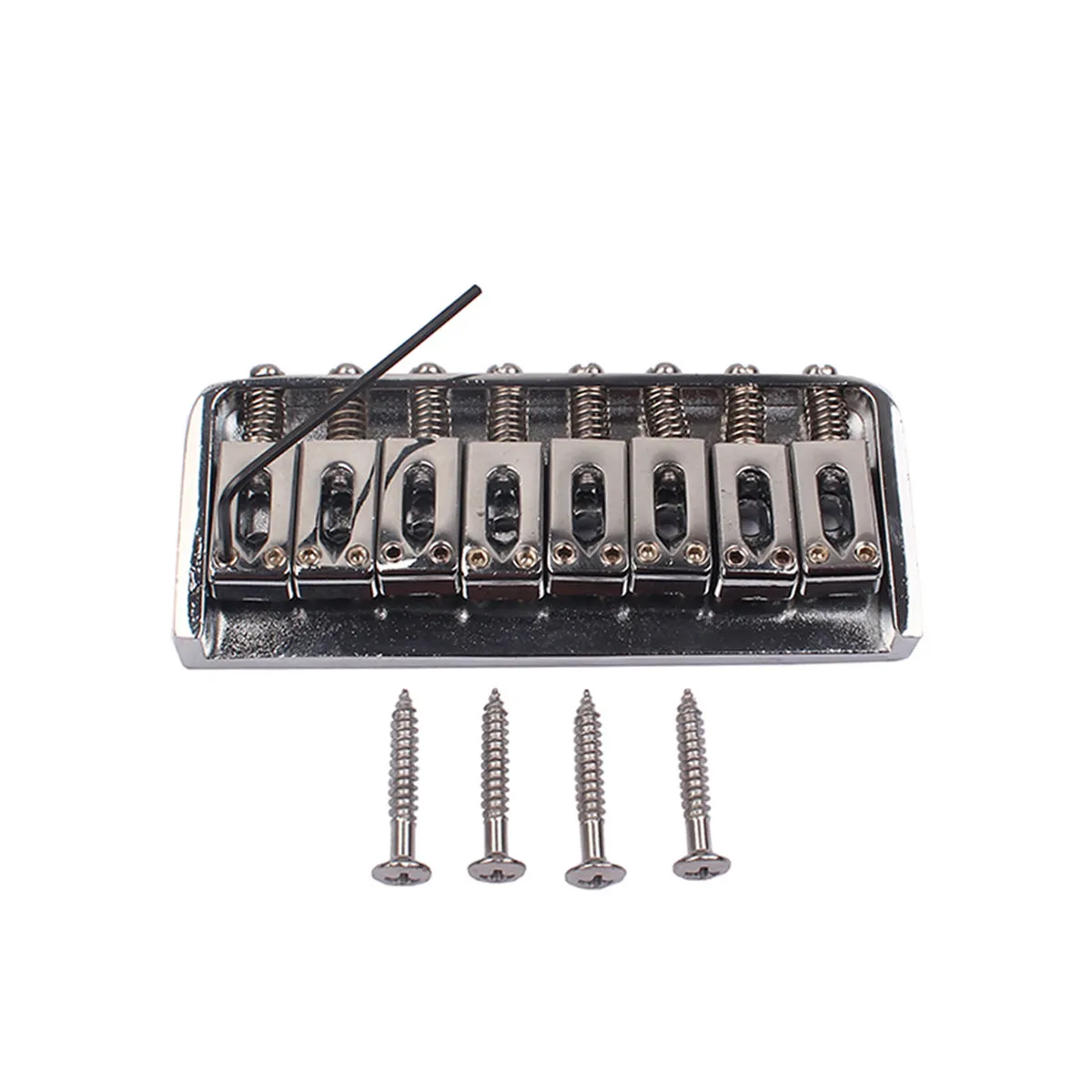 

8-струнный гитарный бридж из высокопрочного обработанного металла для бас-гитары, с глянцевой полированной поверхностью, максимальной износостойкостью и защитой от ржавчины