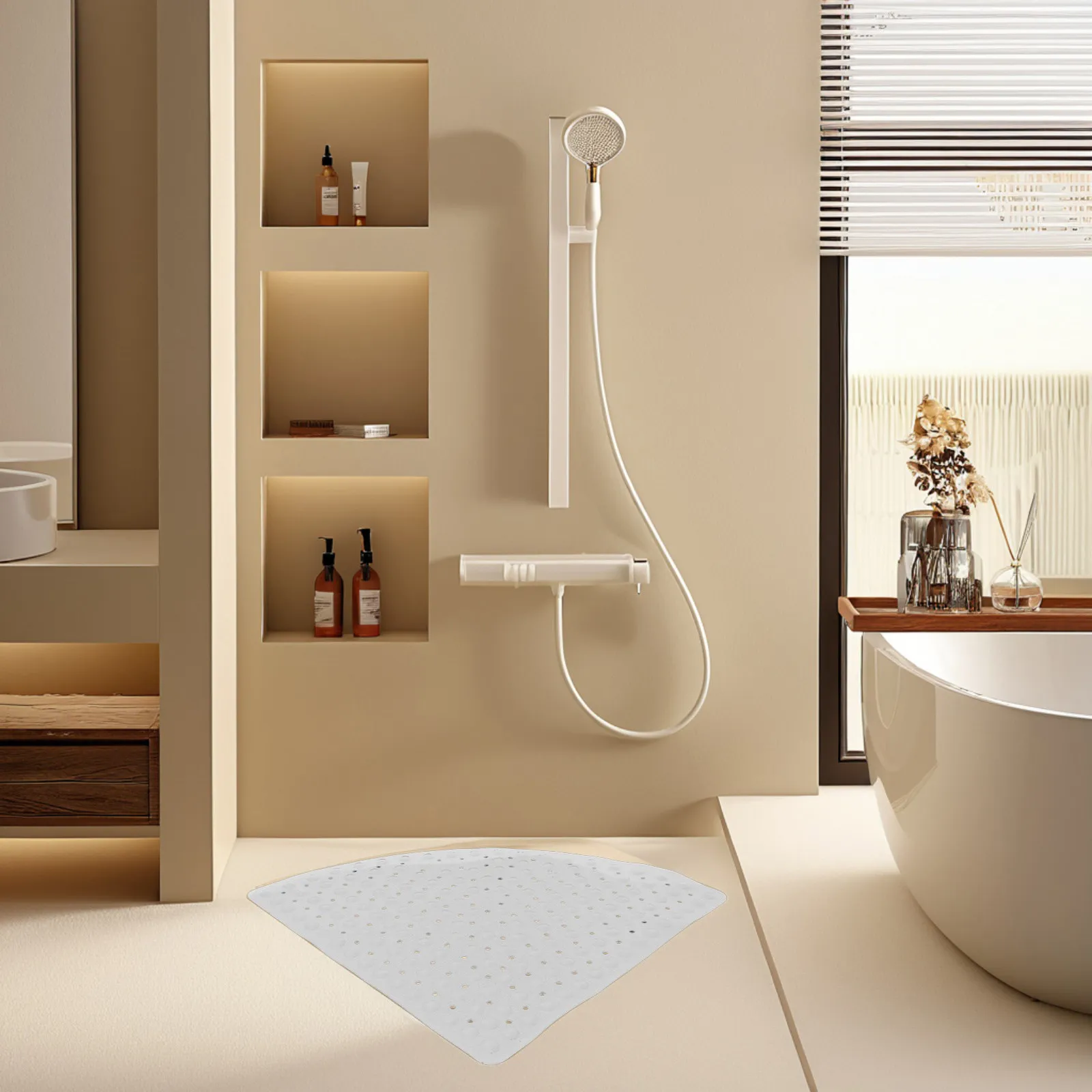 

Triangle Non Slip Bath Mat Silicone Anti Slip Bathtub Mat for Elderly Bathroom Safety Comfortable Versatile Use