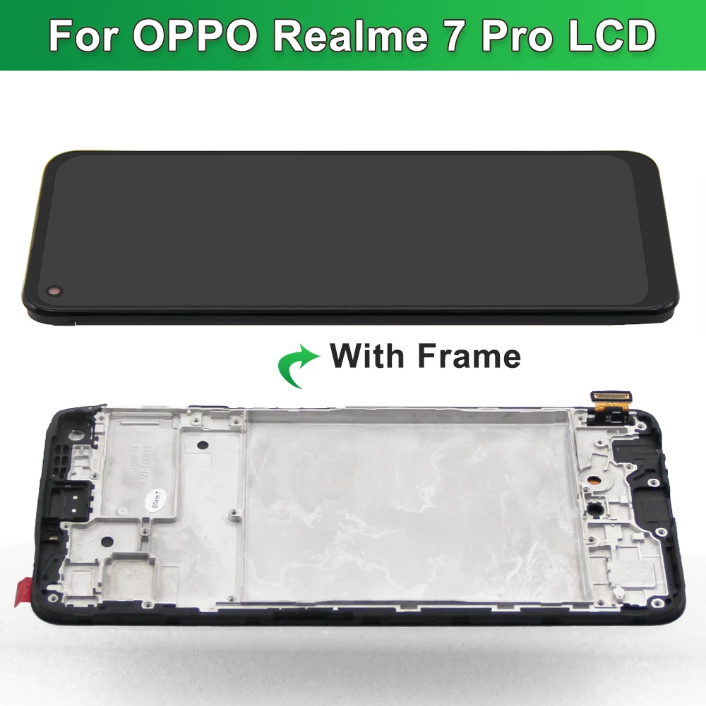 tft Realme 7 Pro Display Screen, for OPPO Realme 7 Pro RMX2170 Lcd Display Digital Touch Screen with Frame Assembly Replacement