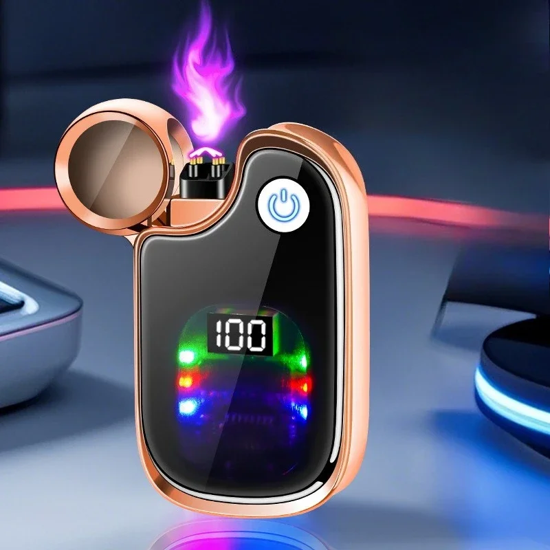 New Dual Arc Charging Display Power Lighter, LED Colorful Lights, Type-C Charging Electronic Ignitor, High-end Holiday Gift