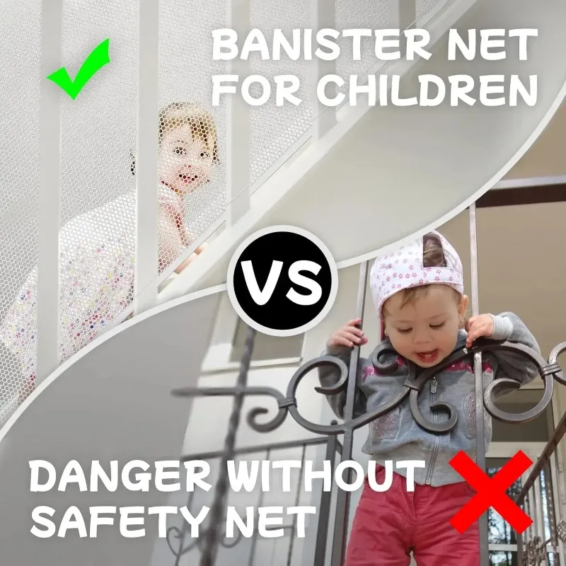 Child Safety Net Banister Guard for Baby Fence Mesh Guard Protection Mesh for Kids Pets Rail Balcony Banister Stair Net Safety