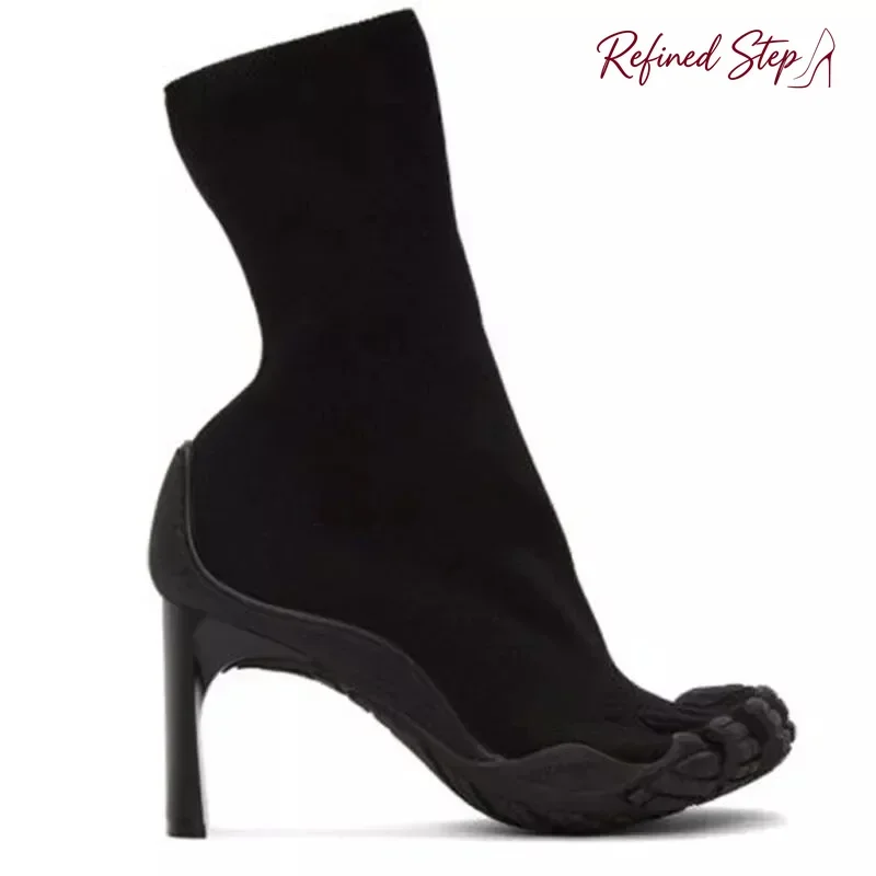 Five Finger Toe Fashion Novel Women Boots Black/pink/white High Heel Ankle Boots 2026 New Elastic Mesh Cloth Luxury Socks Boots