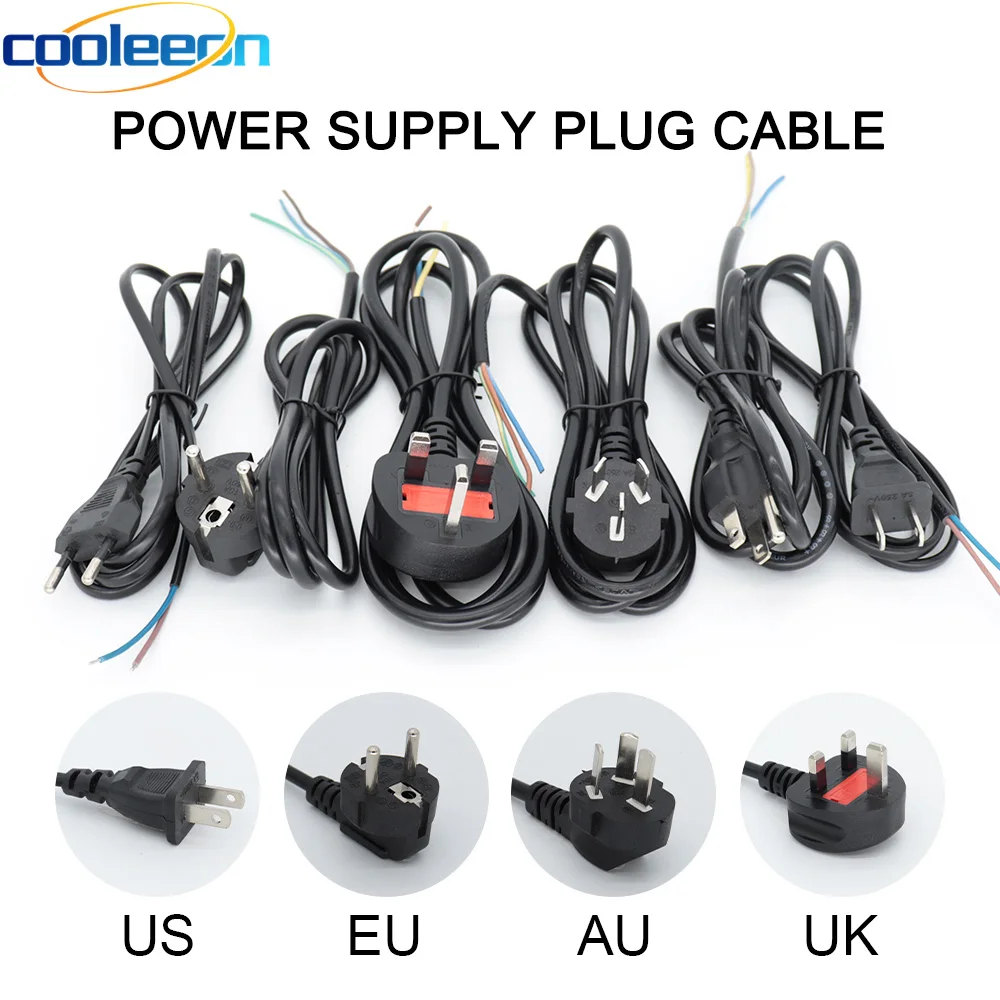 

Adapter Extension Cords EU US UK AU Plug Power Supply Wire for Transformer 1.2M 20AWG Power Supply Cords Cable