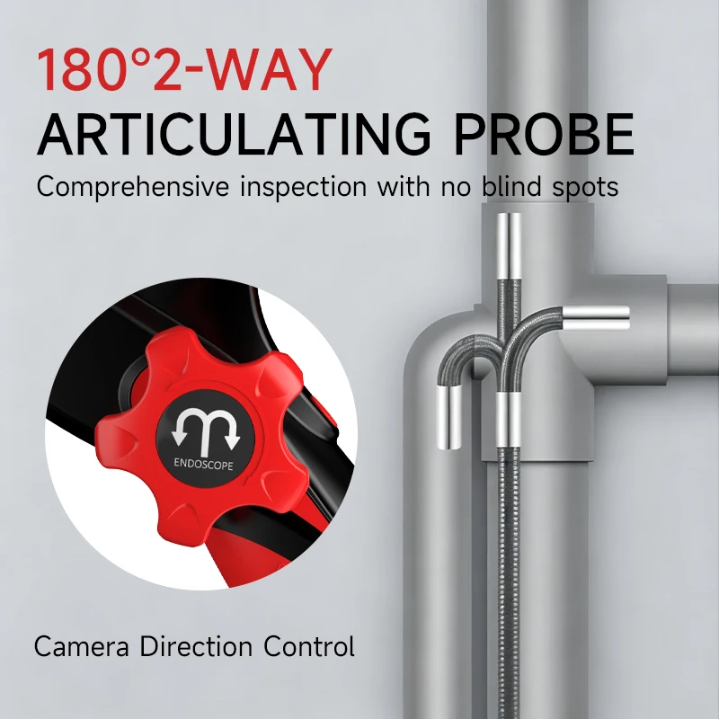 Dodosee 4.3in Screen Articulating Endoscope Camera 360° Two-Way HD 1080P Borescope Car Inspection Industrial Endoscope For Pipe