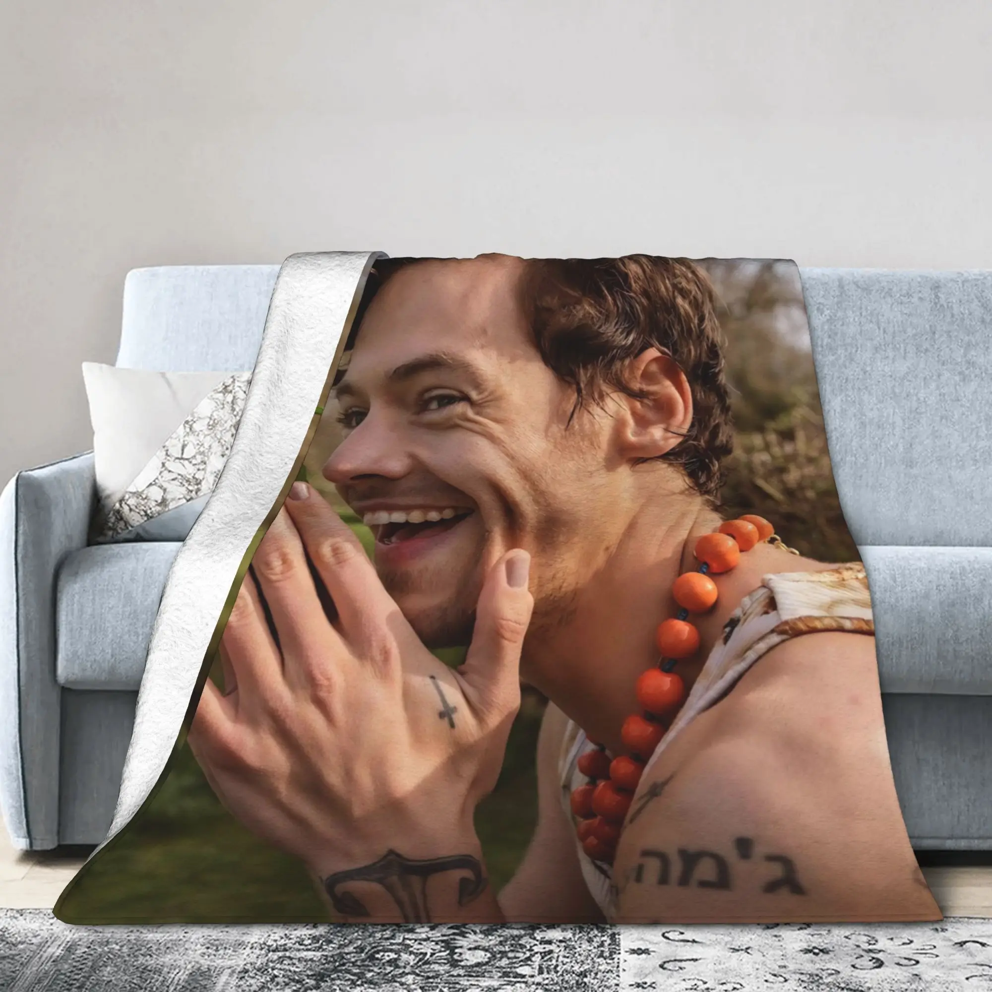 Kiss All The Time Album Knitted Blankets Flannel Harrys Music Styles Warm Throw Blankets for Bedding Couch Bed Rug