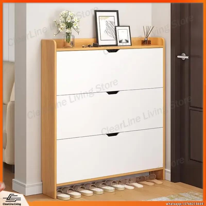 Heavy Duty Wooden Shoe Rack with Multiple Compartments for Living Room Hallway Entryway Home Storage Organizer Space Saving
