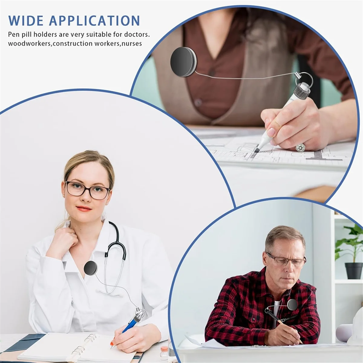 Terbaru! 1 Pak Tempat Pensil Pena Tarik Dapat Ditarik Tugas Berat Pena Tali Dapat Ditarik Universal untuk Tukang Kayu, Perawat, Pelayan