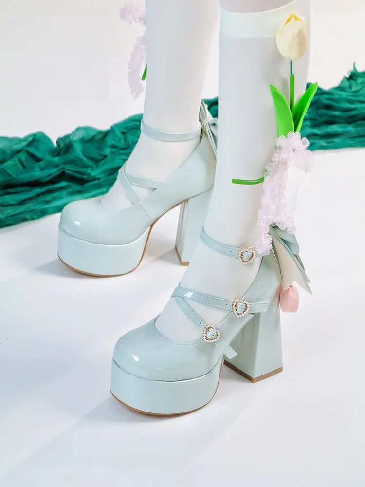 Original New Product Japanese Lolita Shoes High Heels Waterproof Platform Mary Jane Large Size Lo Shoes