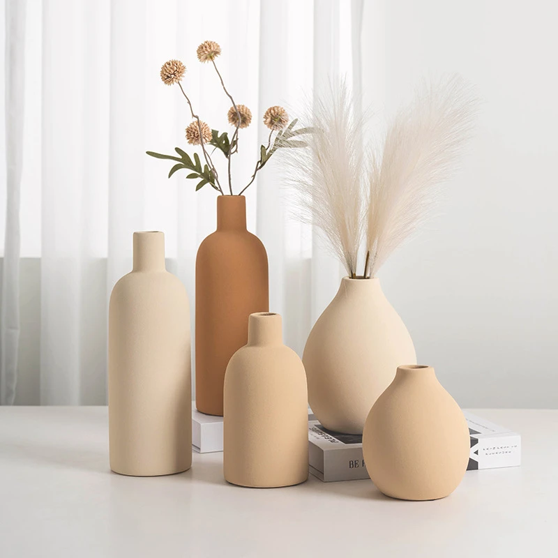 

Milk White Ceramic Large Vase Simple Ornament Light Luxury Living Room Decoration Flowers Hydroponic Flower Arrangement