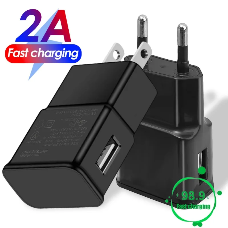 2A EU/US Phone Charger Fast Charging for Samsung Note20 Note10 Note9 Note8 S20 USB Home Travel Wall Charger Phone Power Adapter