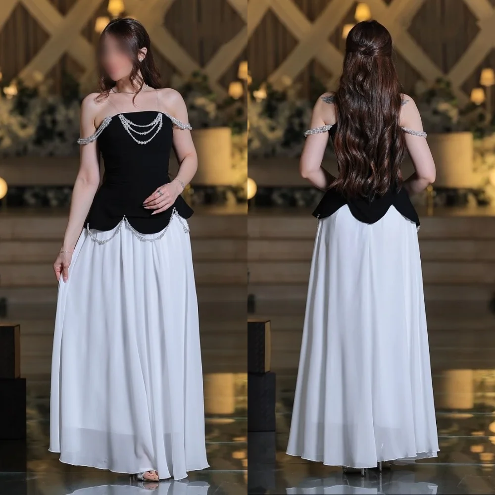 Op maat gemaakte formele avondjurk Plooi Kralen A-lijn Lange jurken Gala Op maat gemaakte gelegenheid Glitter Elegant Feest Bruiloft