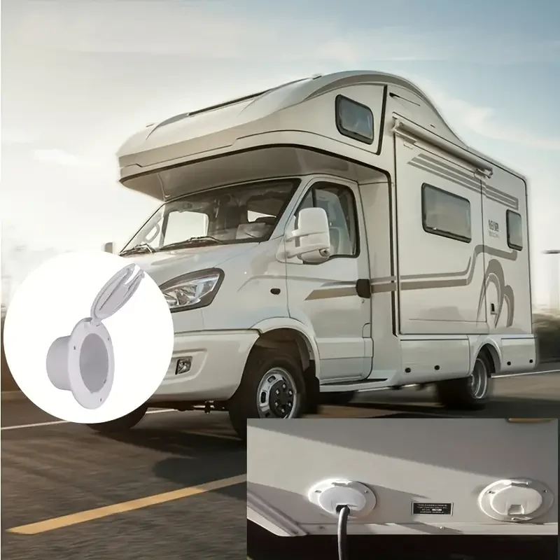 

RV Camper Power Cord Hatch Cover Round PP Snap Lock For 30/50 Amp Cords With Screws Hatch Door Wire OrganizerRV Accessories