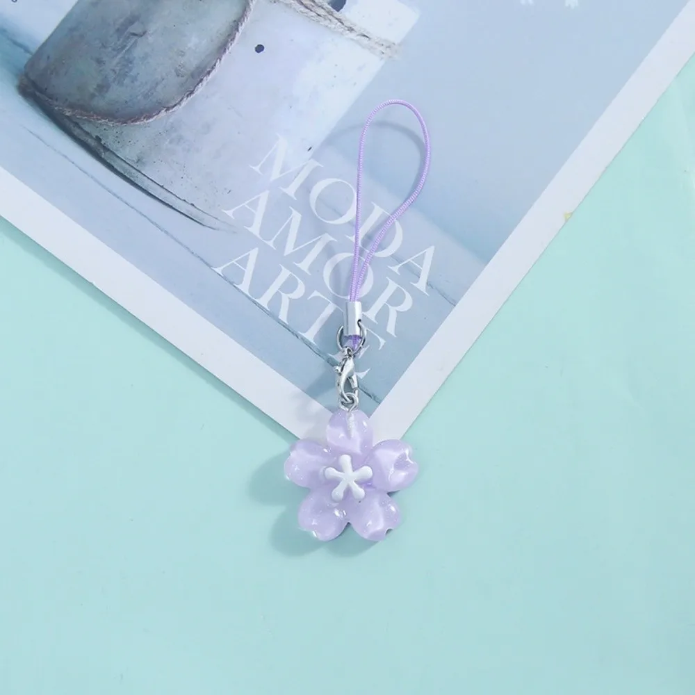Transparent Resin Flower Keychain Solid color Fresh Transparent Bag Phone Chains Cute Trendy Kawaii Pendent Accessory